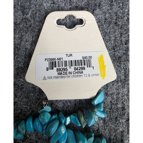 M. Haskell Turquoise Bead Necklace Western Style With Rhinestone Spacer Bar 27" - Picture 3 of 6